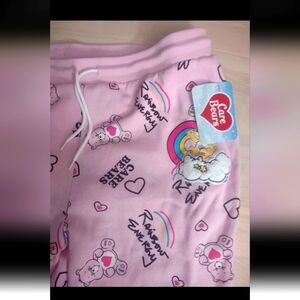 Care Bears Pink Jogger Pants Pyjamas Loungwear Y2K Art Fluffy Patch Cotton